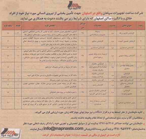 استخدام کارشناس تضمین کیفیت و حسابدار در شرکتی در اصفهان