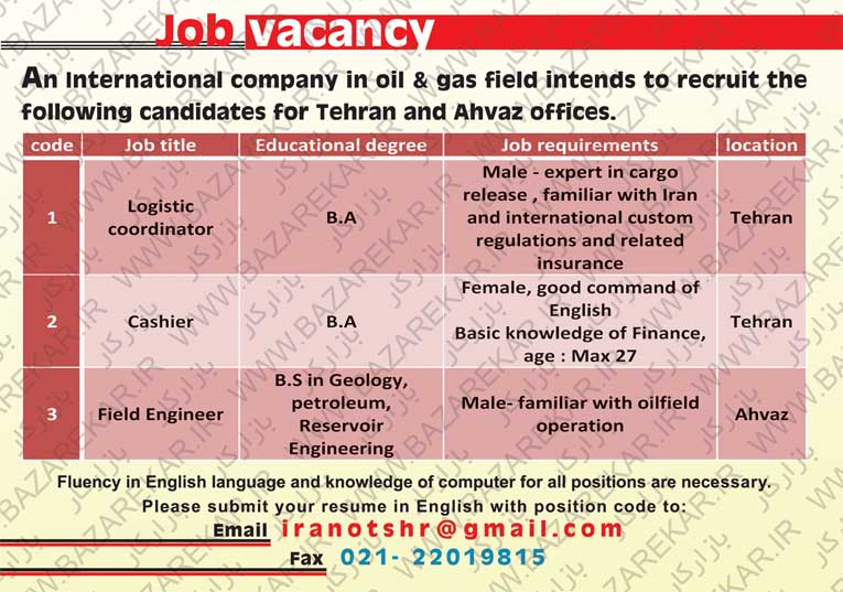 job vacancy Iran